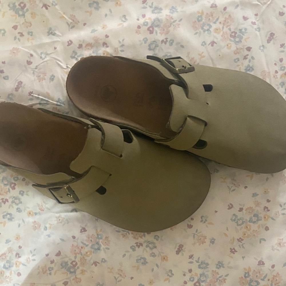 Birkenstock Khaki Slip-On Sandals